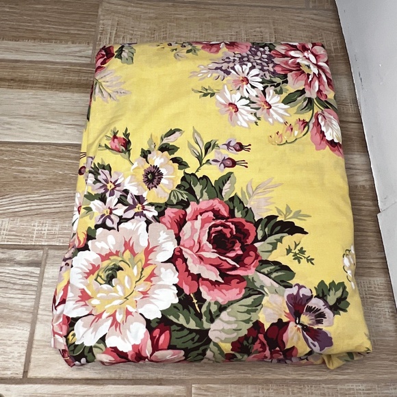 VTG RALPH LAUREN Sophie Brooke King FLAT SHEET Flowers FLORAL Yellow 100% cotton - Picture 1 of 4
